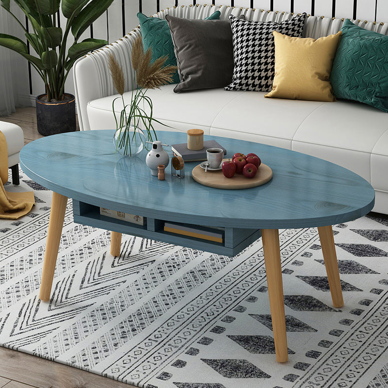 Country Farmhouse Coffee Table Folding Wooden Coffee Cocktail Table 47"L x 24"W x 17"H Blue Storage Included Clearhalo 'Coffee & Accent Tables' 'Coffee Tables' 'coffee_tables' 'furn' 'furn_coffee_tables' 'Furniture' 'Living Room Furniture' 7534201