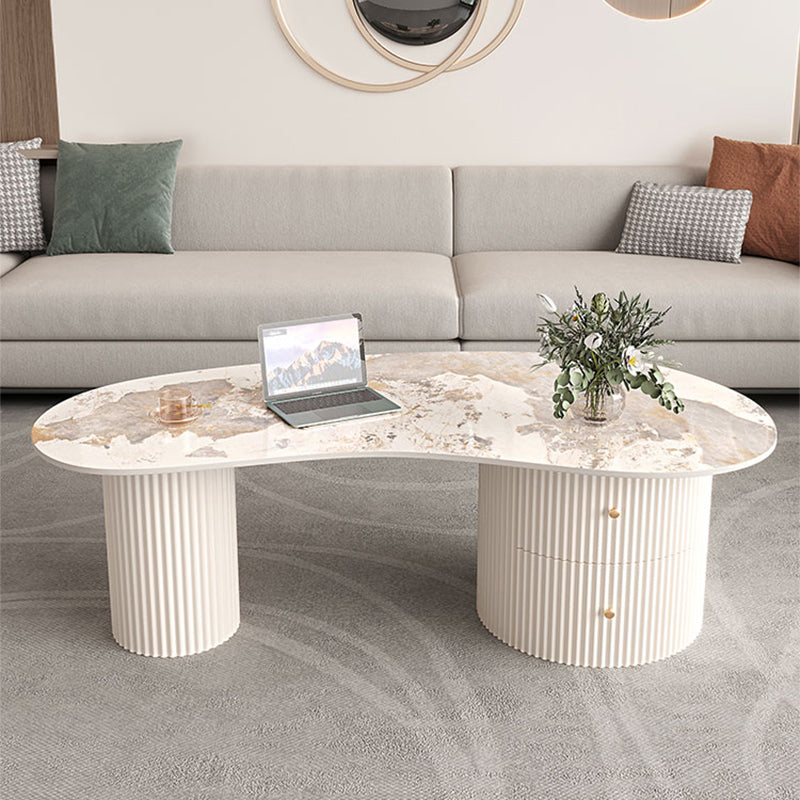 Slate Coffee Table with 2 Legs Modern Coffee Cocktail Table with Drawer Clearhalo 'Coffee & Accent Tables' 'Coffee Tables' 'coffee_tables' 'furn' 'furn_coffee_tables' 'Furniture' 'Living Room Furniture' 7534250