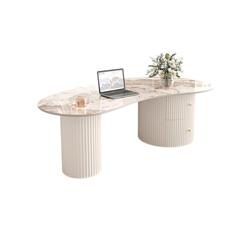 Slate Coffee Table with 2 Legs Modern Coffee Cocktail Table with Drawer Pandora Gold Clearhalo 'Coffee & Accent Tables' 'Coffee Tables' 'coffee_tables' 'furn' 'furn_coffee_tables' 'Furniture' 'Living Room Furniture' 7534251
