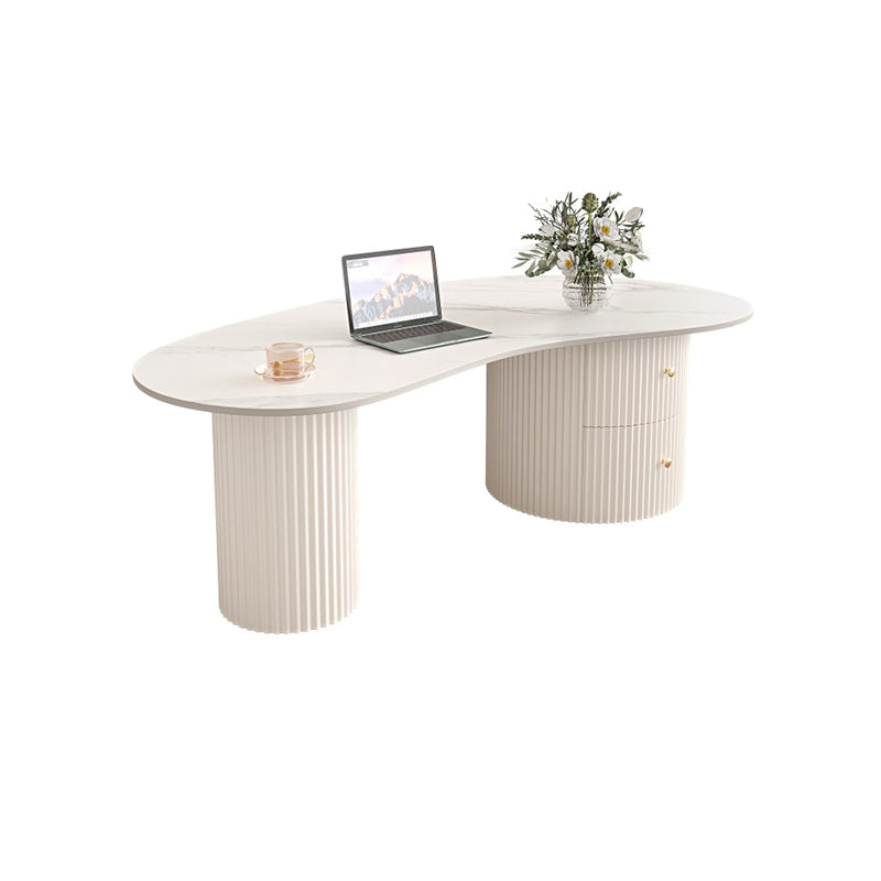 Slate Coffee Table with 2 Legs Modern Coffee Cocktail Table with Drawer White Clearhalo 'Coffee & Accent Tables' 'Coffee Tables' 'coffee_tables' 'furn' 'furn_coffee_tables' 'Furniture' 'Living Room Furniture' 7534252