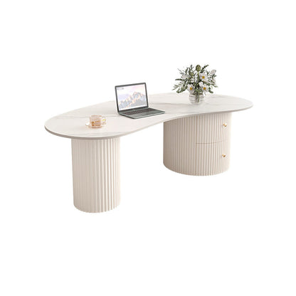 Slate Coffee Table with 2 Legs Modern Coffee Cocktail Table with Drawer White Clearhalo 'Coffee & Accent Tables' 'Coffee Tables' 'coffee_tables' 'furn' 'furn_coffee_tables' 'Furniture' 'Living Room Furniture' 7534252