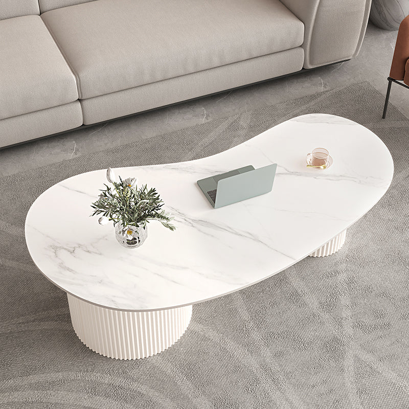 Slate Coffee Table with 2 Legs Modern Coffee Cocktail Table with Drawer Clearhalo 'Coffee & Accent Tables' 'Coffee Tables' 'coffee_tables' 'furn' 'furn_coffee_tables' 'Furniture' 'Living Room Furniture' 7534253