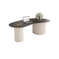 Slate Coffee Table with 2 Legs Modern Coffee Cocktail Table with Drawer Black Clearhalo 'Coffee & Accent Tables' 'Coffee Tables' 'coffee_tables' 'furn' 'furn_coffee_tables' 'Furniture' 'Living Room Furniture' 7534254
