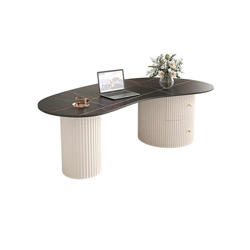Slate Coffee Table with 2 Legs Modern Coffee Cocktail Table with Drawer Black Clearhalo 'Coffee & Accent Tables' 'Coffee Tables' 'coffee_tables' 'furn' 'furn_coffee_tables' 'Furniture' 'Living Room Furniture' 7534254