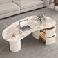 Slate Coffee Table with 2 Legs Modern Coffee Cocktail Table with Drawer Clearhalo 'Coffee & Accent Tables' 'Coffee Tables' 'coffee_tables' 'furn' 'furn_coffee_tables' 'Furniture' 'Living Room Furniture' 7534255
