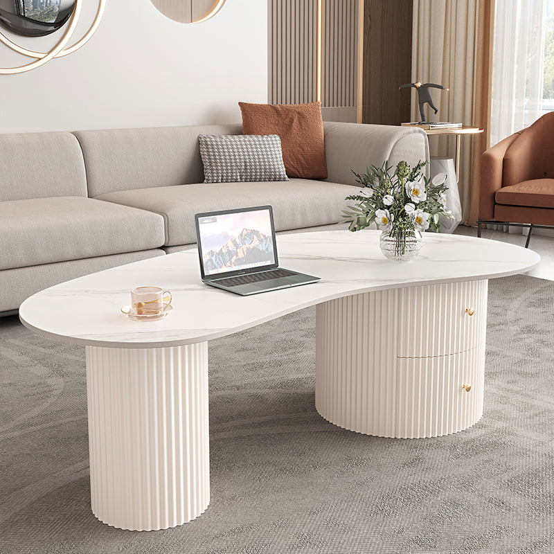 Slate Coffee Table with 2 Legs Modern Coffee Cocktail Table with Drawer Clearhalo 'Coffee & Accent Tables' 'Coffee Tables' 'coffee_tables' 'furn' 'furn_coffee_tables' 'Furniture' 'Living Room Furniture' 7534256