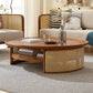 12"H Contemporary Cocktail Table Storage Brown Round Coffee Table