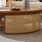 12"H Contemporary Cocktail Table Storage Brown Round Coffee Table