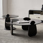 Glass Top Coffee Cocktail Table Black Coffee or End Table with 3 Legs
