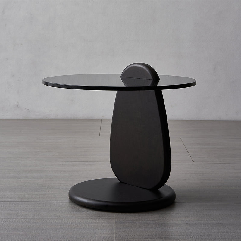 Glass Top Coffee Cocktail Table Black Coffee or End Table with 3 Legs