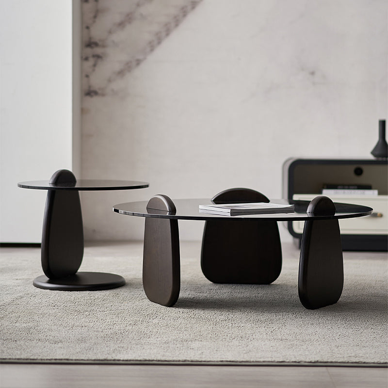 Glass Top Coffee Cocktail Table Black Coffee or End Table with 3 Legs