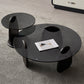Glass Top Coffee Cocktail Table Black Coffee or End Table with 3 Legs