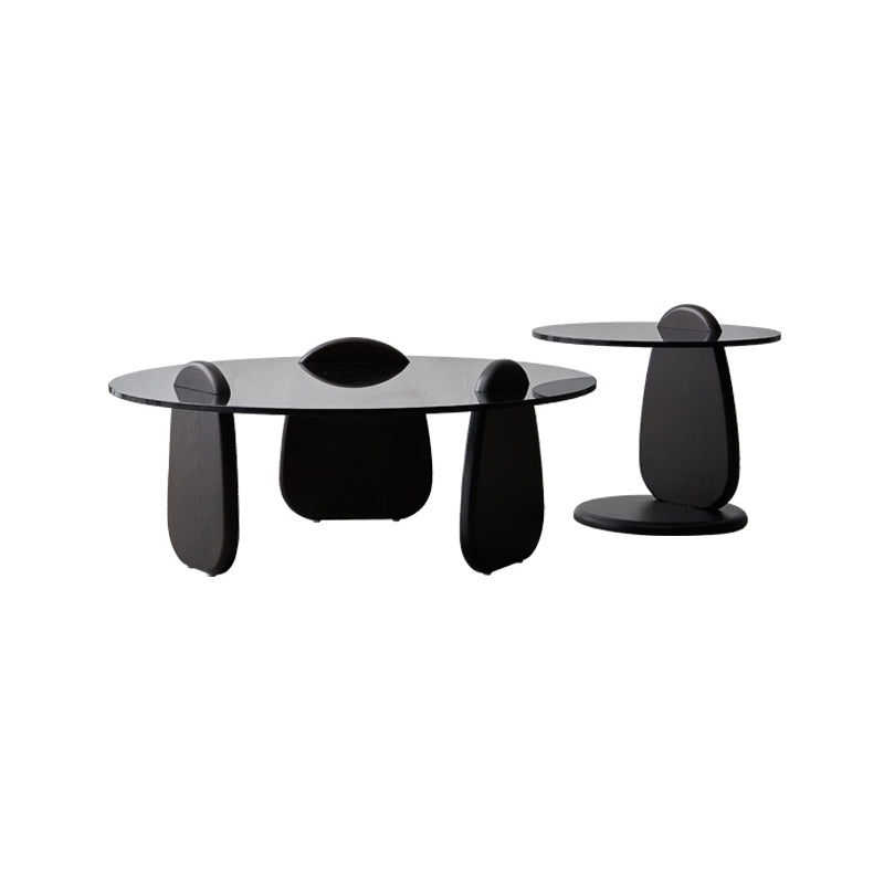 Glass Top Coffee Cocktail Table Black Coffee or End Table with 3 Legs