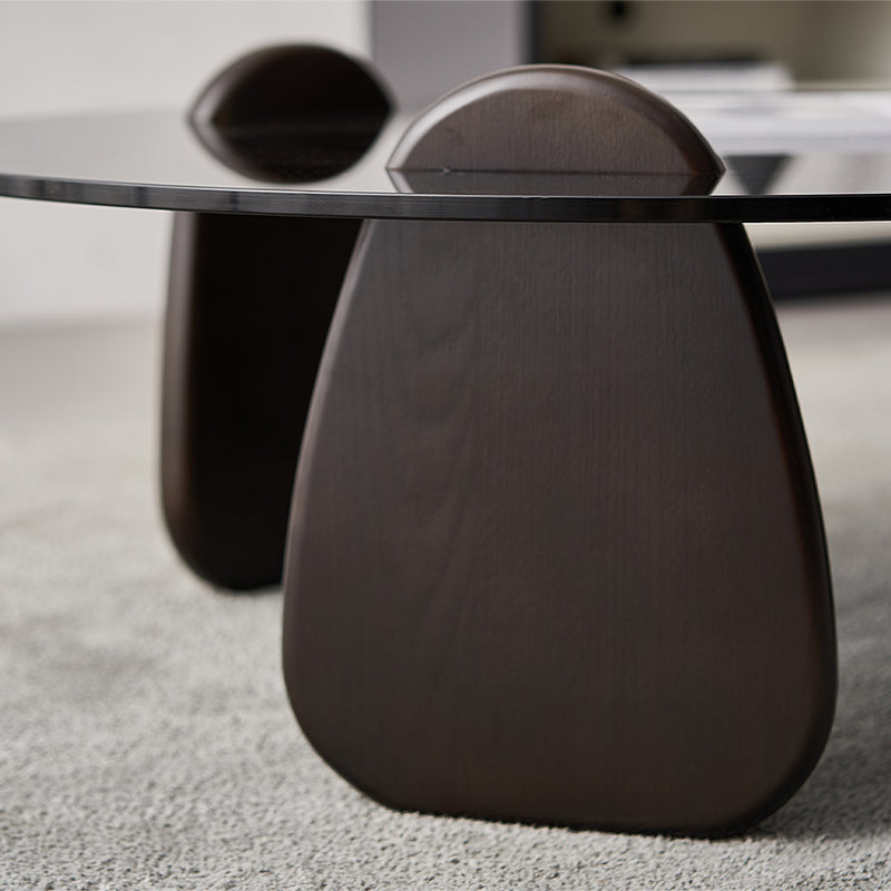 Glass Top Coffee Cocktail Table Black Coffee or End Table with 3 Legs