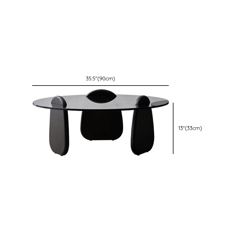 Glass Top Coffee Cocktail Table Black Coffee or End Table with 3 Legs