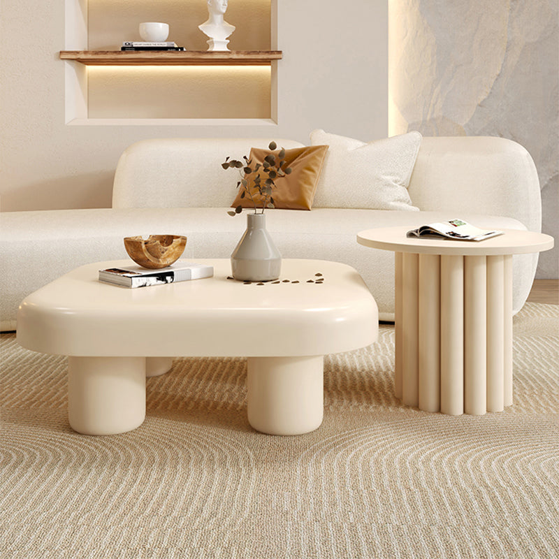 Contemporary Cocktail Table White Wooden Coffee Cocktail Table