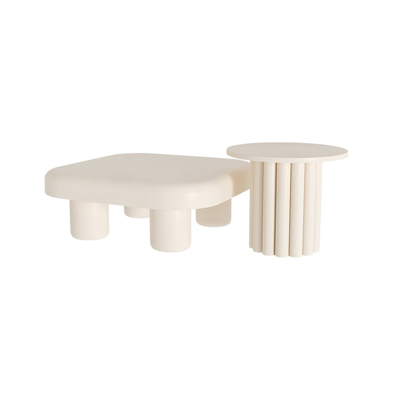 Contemporary Cocktail Table White Wooden Coffee Cocktail Table