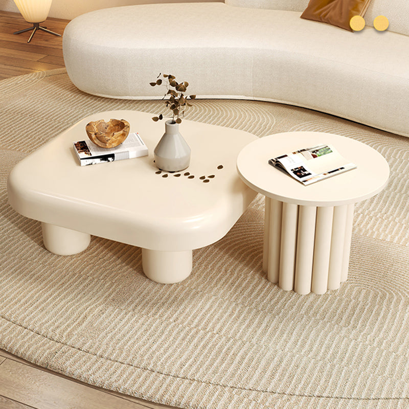 Contemporary Cocktail Table White Wooden Coffee Cocktail Table