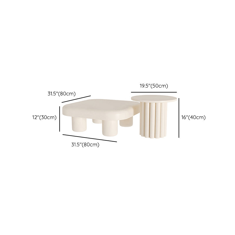 Contemporary Cocktail Table White Wooden Coffee Cocktail Table