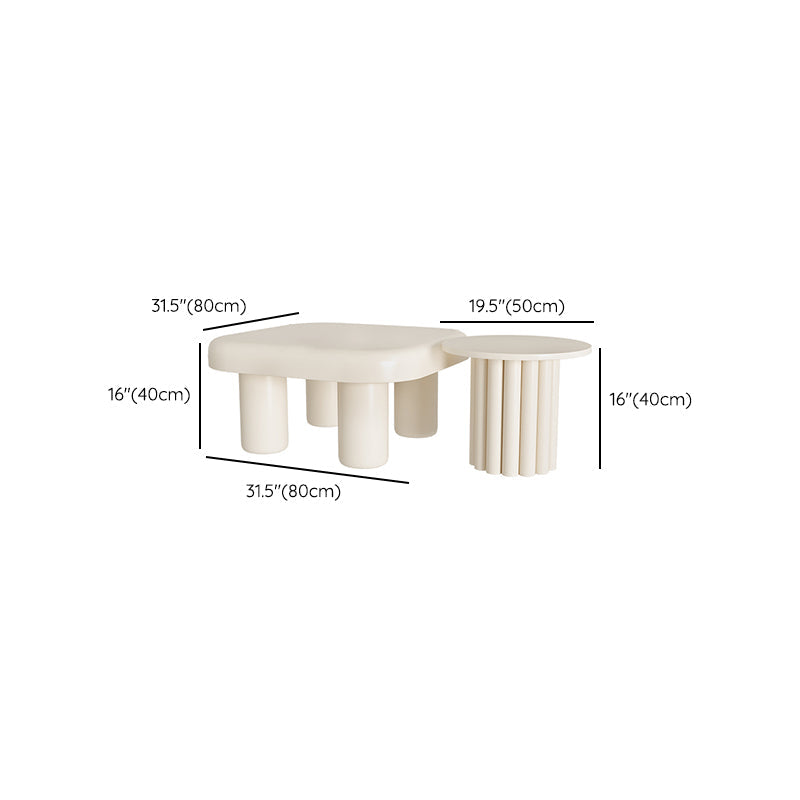 Contemporary Cocktail Table White Wooden Coffee Cocktail Table