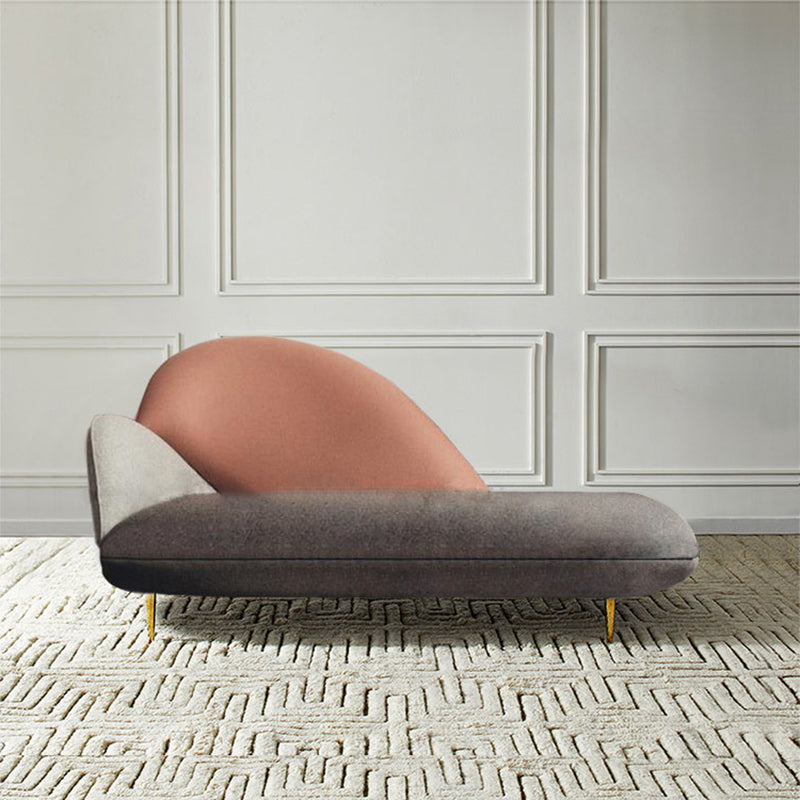 Contemporary Velvet Chaise Lounge Couch One Armed Lounge Chair