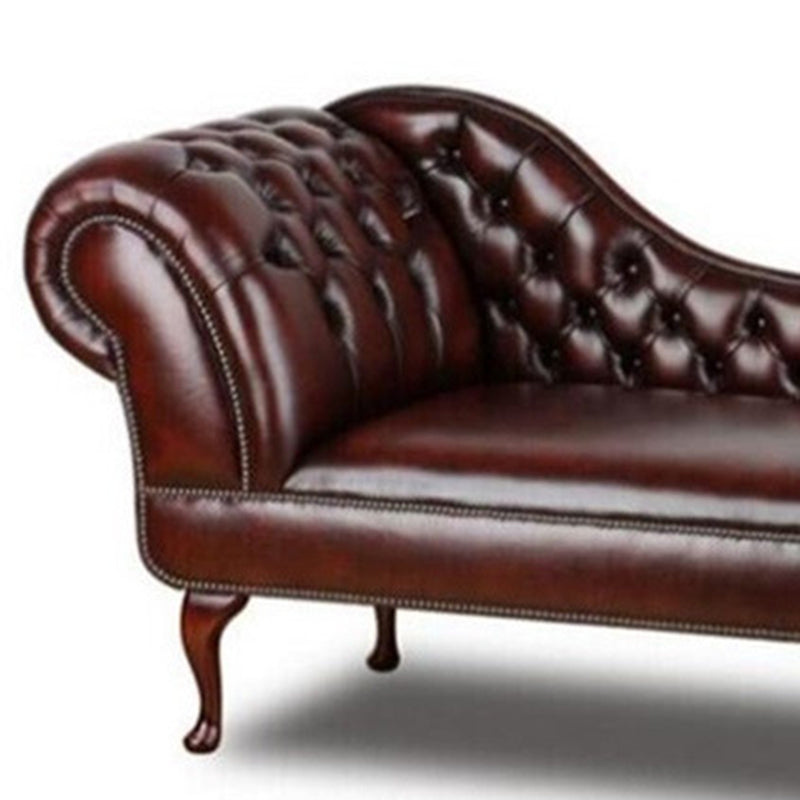 Traditional Upholstered Chaise Lounge Couch Leather Chaise Lounge Chair with Arms
