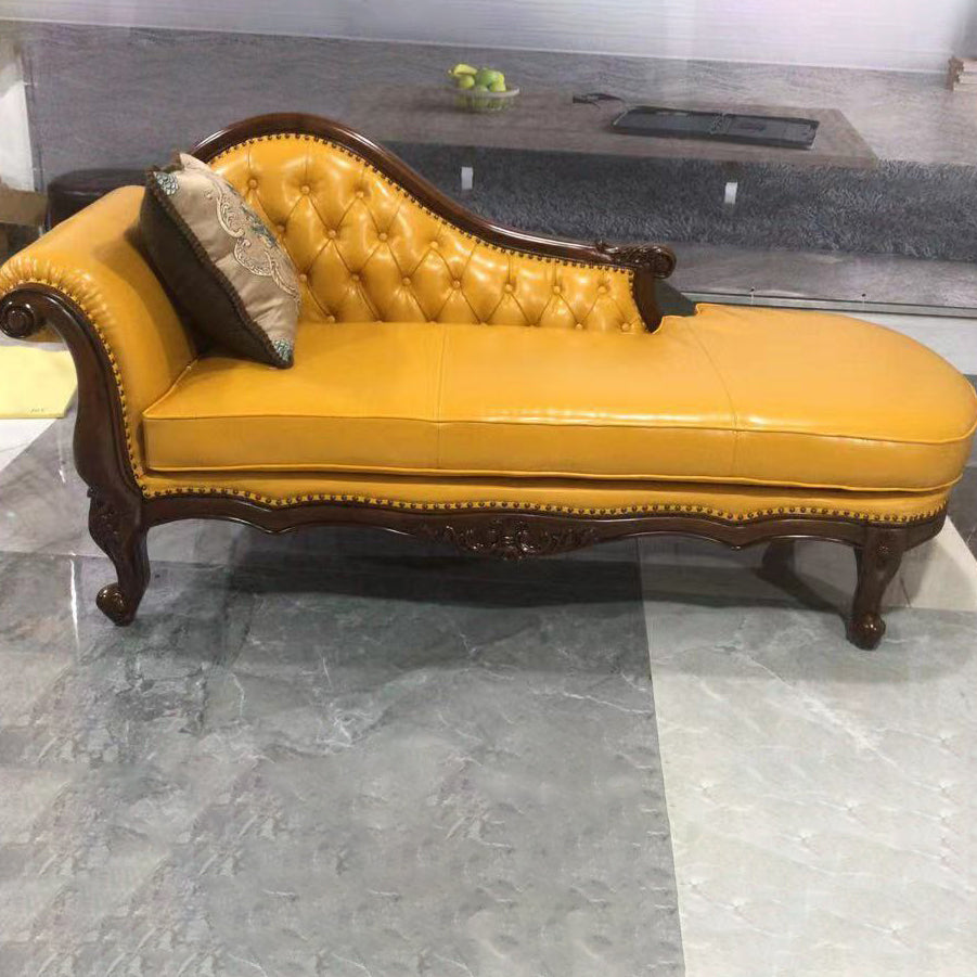 Traditional Upholstered Chaise Lounge Couch Leather Chaise Lounge Chair Yellow Clearhalo 'Chairs & Seating' 'Chaise Lounge' 'chaise_lounge' 'furn' 'furn_chaise_lounge' 'Furniture' 'Living Room Furniture' 7534442