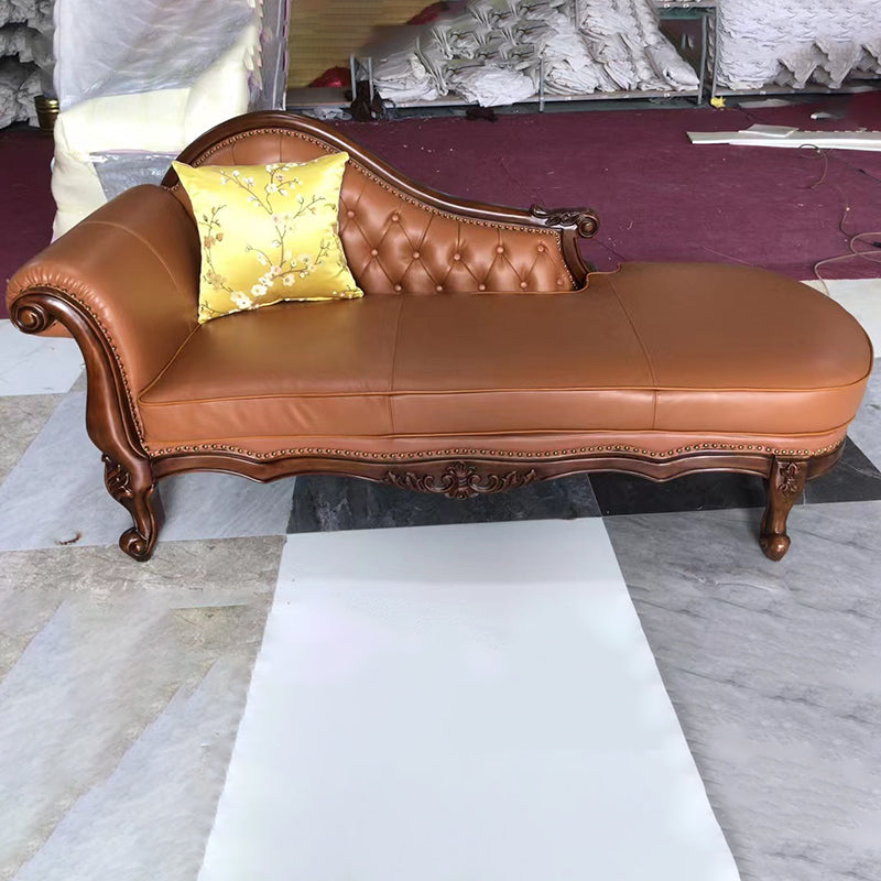 Traditional Upholstered Chaise Lounge Couch Leather Chaise Lounge Chair Brown Clearhalo 'Chairs & Seating' 'Chaise Lounge' 'chaise_lounge' 'furn' 'furn_chaise_lounge' 'Furniture' 'Living Room Furniture' 7534444