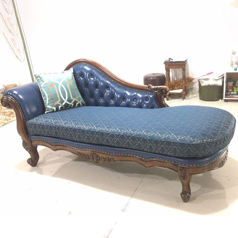 Traditional Upholstered Chaise Lounge Couch Leather Chaise Lounge Chair Dark Blue Clearhalo 'Chairs & Seating' 'Chaise Lounge' 'chaise_lounge' 'furn' 'furn_chaise_lounge' 'Furniture' 'Living Room Furniture' 7534459