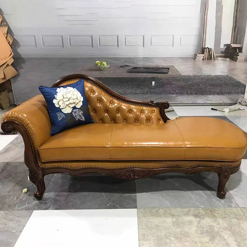Traditional Upholstered Chaise Lounge Couch Leather Chaise Lounge Chair Orange Clearhalo 'Chairs & Seating' 'Chaise Lounge' 'chaise_lounge' 'furn' 'furn_chaise_lounge' 'Furniture' 'Living Room Furniture' 7534460