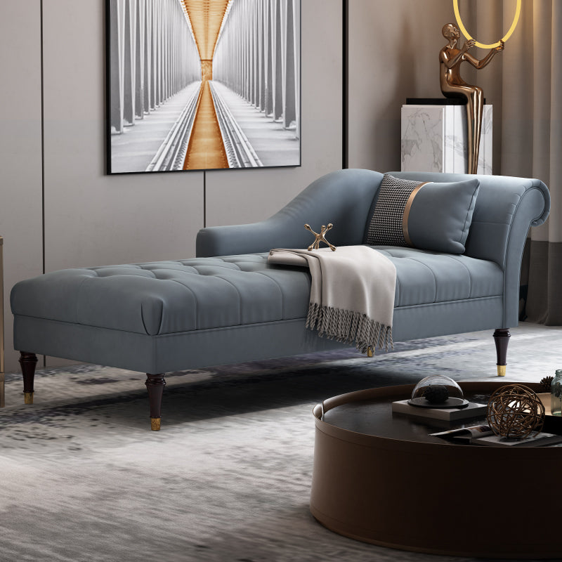 Glam Chaise Lounge Couch One Armed Chaise Lounge with Pillow