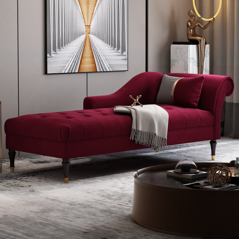 Glam Chaise Lounge Couch One Armed Chaise Lounge with Pillow