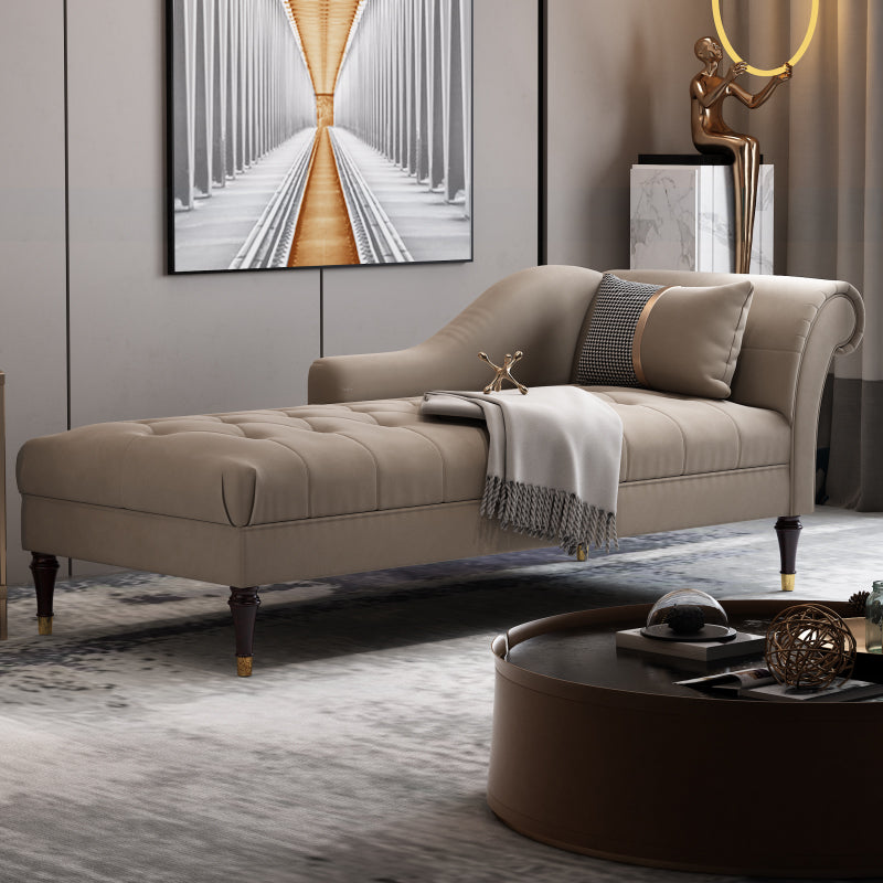 Glam Chaise Lounge Couch One Armed Chaise Lounge with Pillow