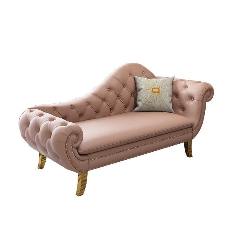 Glam Chaise Lounge Chair Solid Color Chaise Lounge with Pillow Pink Clearhalo 'Chairs & Seating' 'Chaise Lounge' 'chaise_lounge' 'furn' 'furn_chaise_lounge' 'Furniture' 'Living Room Furniture' 7534485