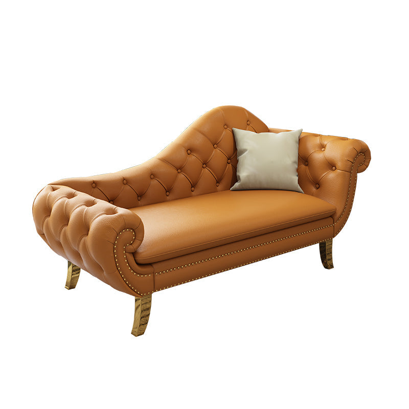 Glam Chaise Lounge Chair Solid Color Chaise Lounge with Pillow Orange Clearhalo 'Chairs & Seating' 'Chaise Lounge' 'chaise_lounge' 'furn' 'furn_chaise_lounge' 'Furniture' 'Living Room Furniture' 7534487