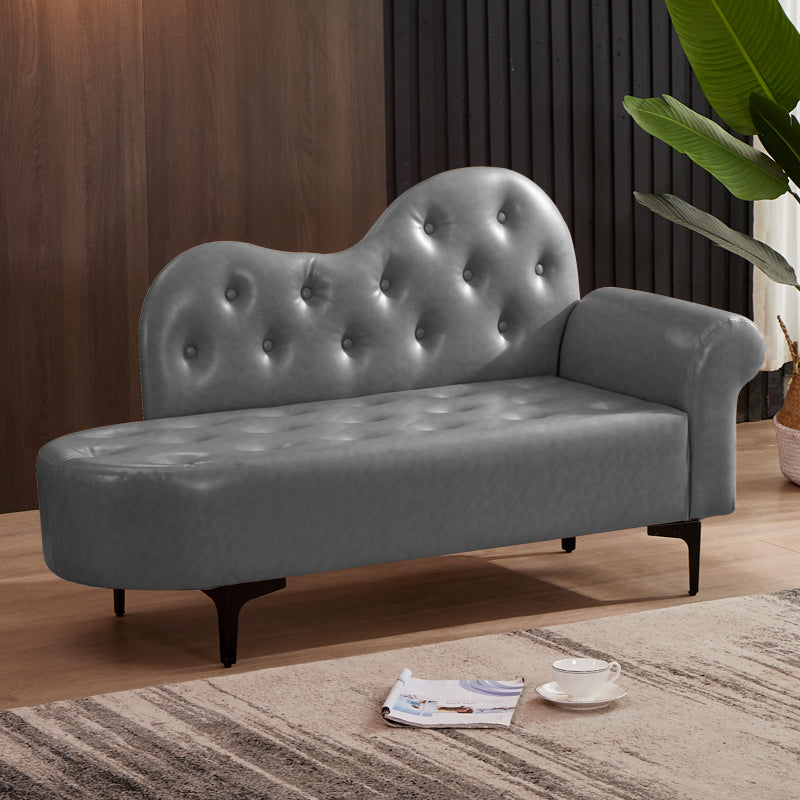 Modern Chaise Lounge Faux Leather Chaise Lounge Couch for Bedroom Gray Right-Arm Chaise Clearhalo 'Chairs & Seating' 'Chaise Lounge' 'chaise_lounge' 'furn' 'furn_chaise_lounge' 'Furniture' 'Living Room Furniture' 7534534