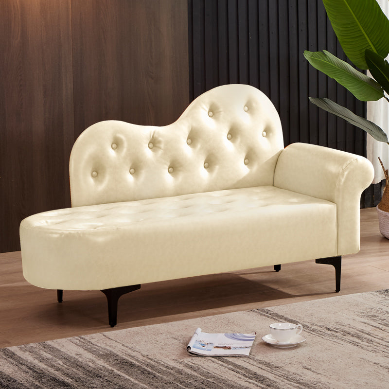 Modern Chaise Lounge Faux Leather Chaise Lounge Couch for Bedroom Beige Right-Arm Chaise Clearhalo 'Chairs & Seating' 'Chaise Lounge' 'chaise_lounge' 'furn' 'furn_chaise_lounge' 'Furniture' 'Living Room Furniture' 7534535