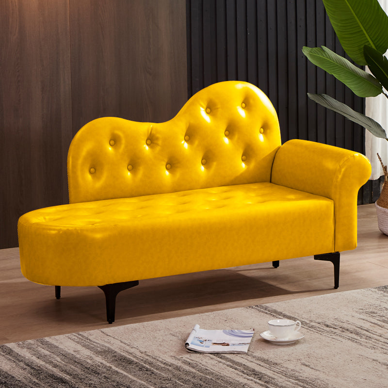 Modern Chaise Lounge Faux Leather Chaise Lounge Couch for Bedroom Yellow Right-Arm Chaise Clearhalo 'Chairs & Seating' 'Chaise Lounge' 'chaise_lounge' 'furn' 'furn_chaise_lounge' 'Furniture' 'Living Room Furniture' 7534537