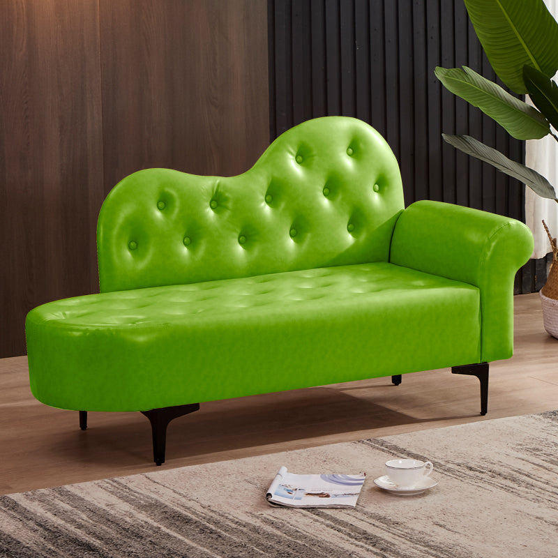 Modern Chaise Lounge Faux Leather Chaise Lounge Couch for Bedroom Green Right-Arm Chaise Clearhalo 'Chairs & Seating' 'Chaise Lounge' 'chaise_lounge' 'furn' 'furn_chaise_lounge' 'Furniture' 'Living Room Furniture' 7534539