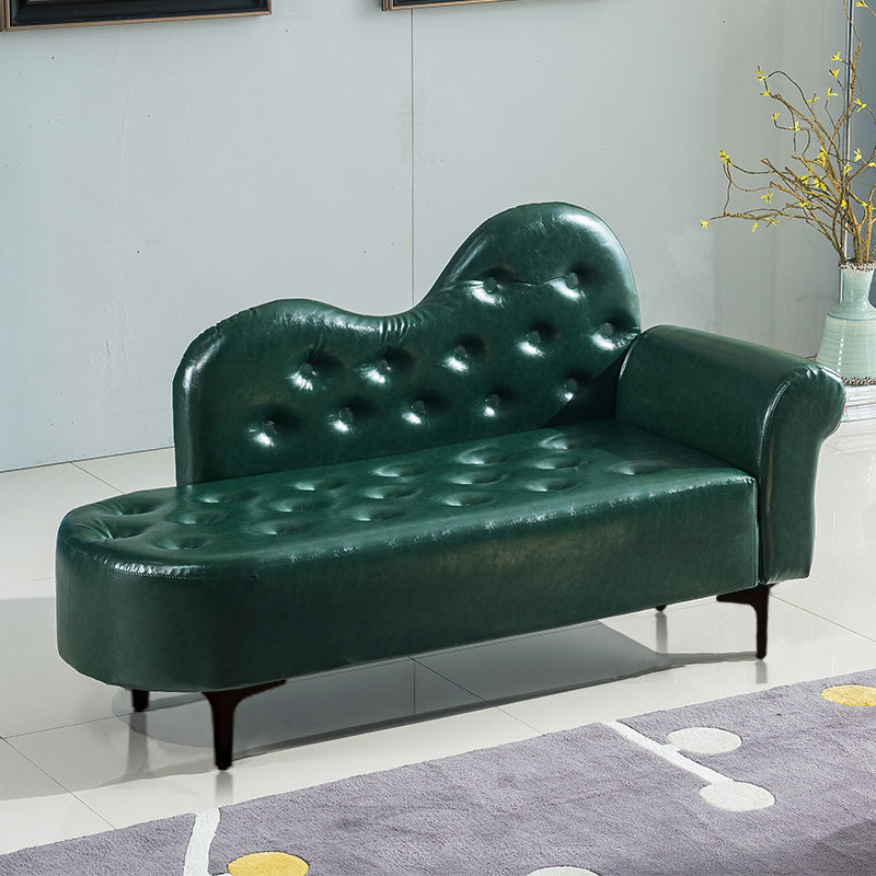 Modern Chaise Lounge Faux Leather Chaise Lounge Couch for Bedroom Dark Green Right-Arm Chaise Clearhalo 'Chairs & Seating' 'Chaise Lounge' 'chaise_lounge' 'furn' 'furn_chaise_lounge' 'Furniture' 'Living Room Furniture' 7534541