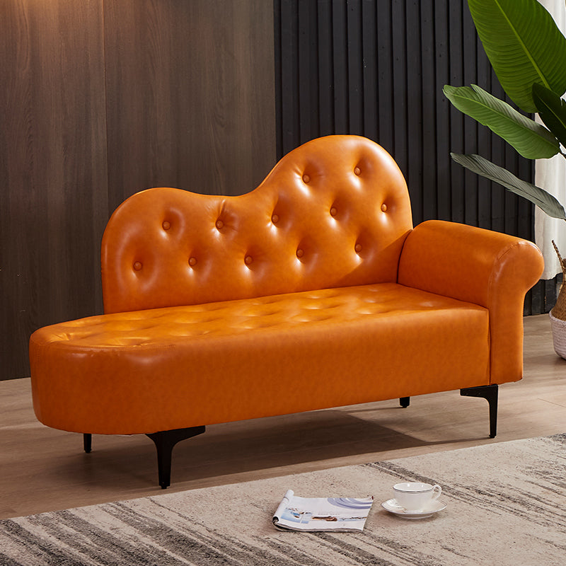 Modern Chaise Lounge Faux Leather Chaise Lounge Couch for Bedroom Tangerine Right-Arm Chaise Clearhalo 'Chairs & Seating' 'Chaise Lounge' 'chaise_lounge' 'furn' 'furn_chaise_lounge' 'Furniture' 'Living Room Furniture' 7534543