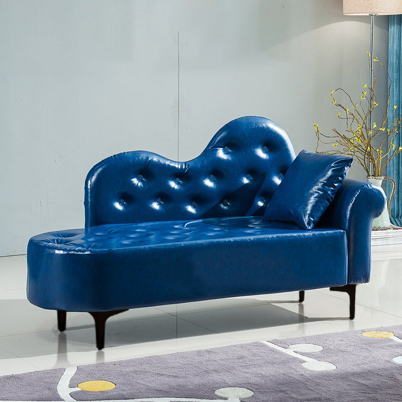 Modern Chaise Lounge Faux Leather Chaise Lounge Couch for Bedroom Royal Blue Right-Arm Chaise Clearhalo 'Chairs & Seating' 'Chaise Lounge' 'chaise_lounge' 'furn' 'furn_chaise_lounge' 'Furniture' 'Living Room Furniture' 7534547