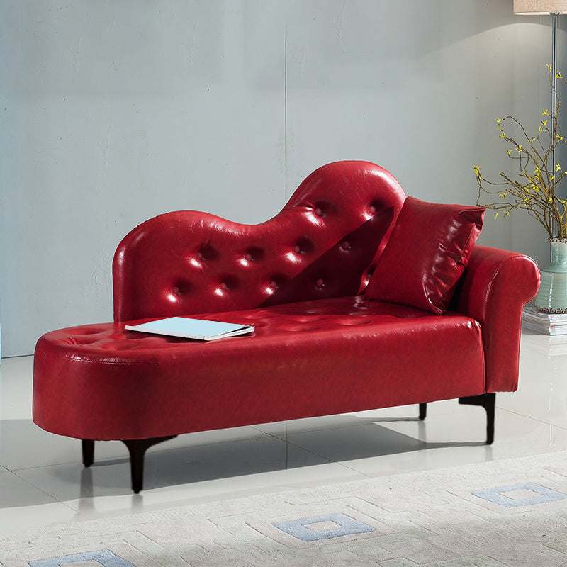 Modern Chaise Lounge Faux Leather Chaise Lounge Couch for Bedroom Claret Right-Arm Chaise Clearhalo 'Chairs & Seating' 'Chaise Lounge' 'chaise_lounge' 'furn' 'furn_chaise_lounge' 'Furniture' 'Living Room Furniture' 7534550