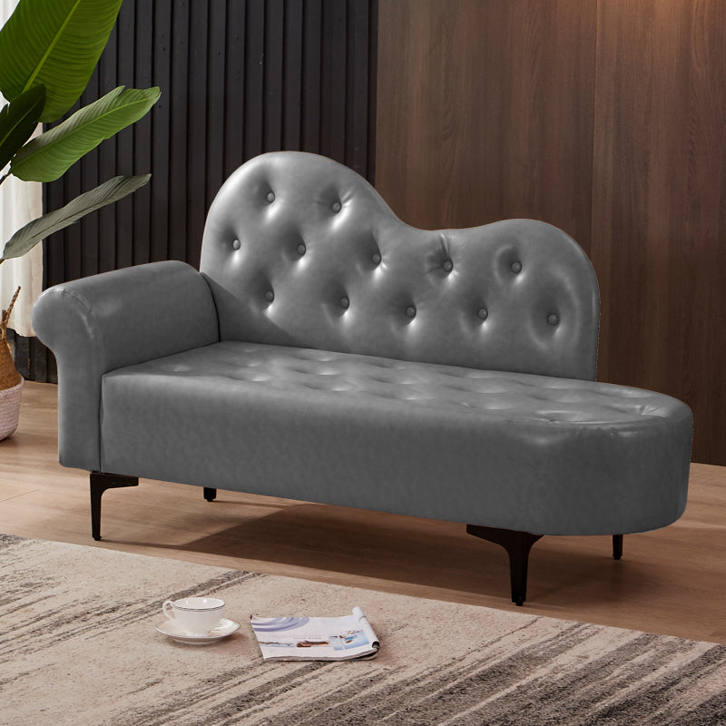 Modern Chaise Lounge Faux Leather Chaise Lounge Couch for Bedroom Gray Left-Arm Chaise Clearhalo 'Chairs & Seating' 'Chaise Lounge' 'chaise_lounge' 'furn' 'furn_chaise_lounge' 'Furniture' 'Living Room Furniture' 7534552