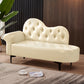 Modern Chaise Lounge Faux Leather Chaise Lounge Couch for Bedroom Beige Left-Arm Chaise Clearhalo 'Chairs & Seating' 'Chaise Lounge' 'chaise_lounge' 'furn' 'furn_chaise_lounge' 'Furniture' 'Living Room Furniture' 7534553