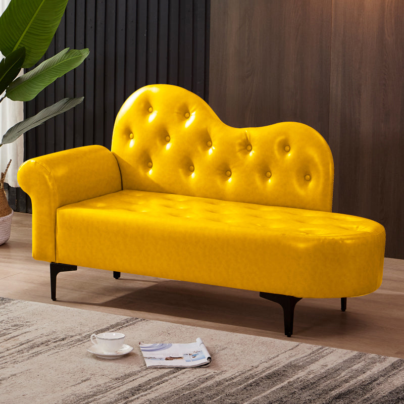 Modern Chaise Lounge Faux Leather Chaise Lounge Couch for Bedroom Yellow Left-Arm Chaise Clearhalo 'Chairs & Seating' 'Chaise Lounge' 'chaise_lounge' 'furn' 'furn_chaise_lounge' 'Furniture' 'Living Room Furniture' 7534554