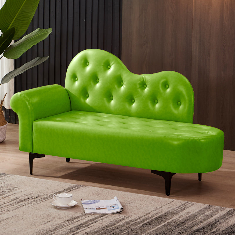 Modern Chaise Lounge Faux Leather Chaise Lounge Couch for Bedroom Green Left-Arm Chaise Clearhalo 'Chairs & Seating' 'Chaise Lounge' 'chaise_lounge' 'furn' 'furn_chaise_lounge' 'Furniture' 'Living Room Furniture' 7534555