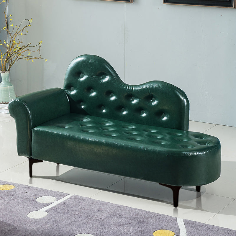 Modern Chaise Lounge Faux Leather Chaise Lounge Couch for Bedroom Dark Green Left-Arm Chaise Clearhalo 'Chairs & Seating' 'Chaise Lounge' 'chaise_lounge' 'furn' 'furn_chaise_lounge' 'Furniture' 'Living Room Furniture' 7534556
