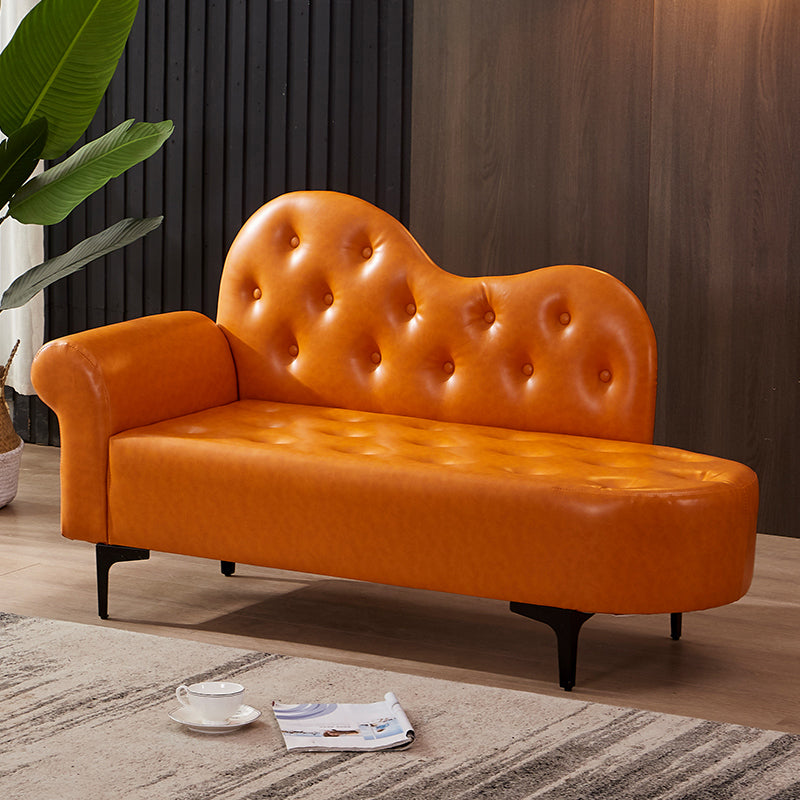 Modern Chaise Lounge Faux Leather Chaise Lounge Couch for Bedroom Tangerine Left-Arm Chaise Clearhalo 'Chairs & Seating' 'Chaise Lounge' 'chaise_lounge' 'furn' 'furn_chaise_lounge' 'Furniture' 'Living Room Furniture' 7534557