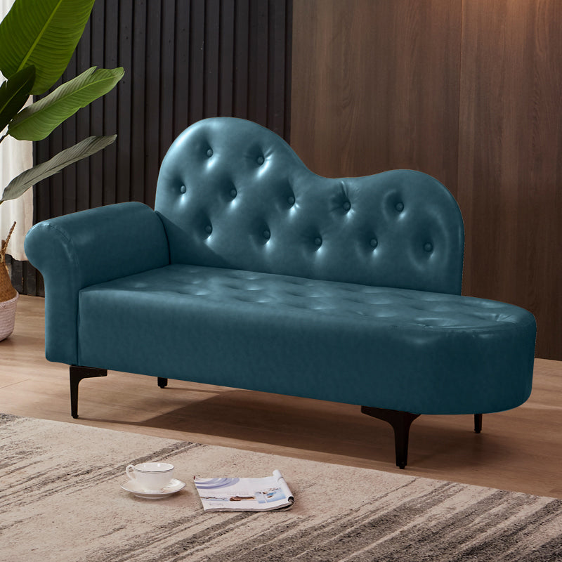 Modern Chaise Lounge Faux Leather Chaise Lounge Couch for Bedroom Blue Gray Left-Arm Chaise Clearhalo 'Chairs & Seating' 'Chaise Lounge' 'chaise_lounge' 'furn' 'furn_chaise_lounge' 'Furniture' 'Living Room Furniture' 7534558